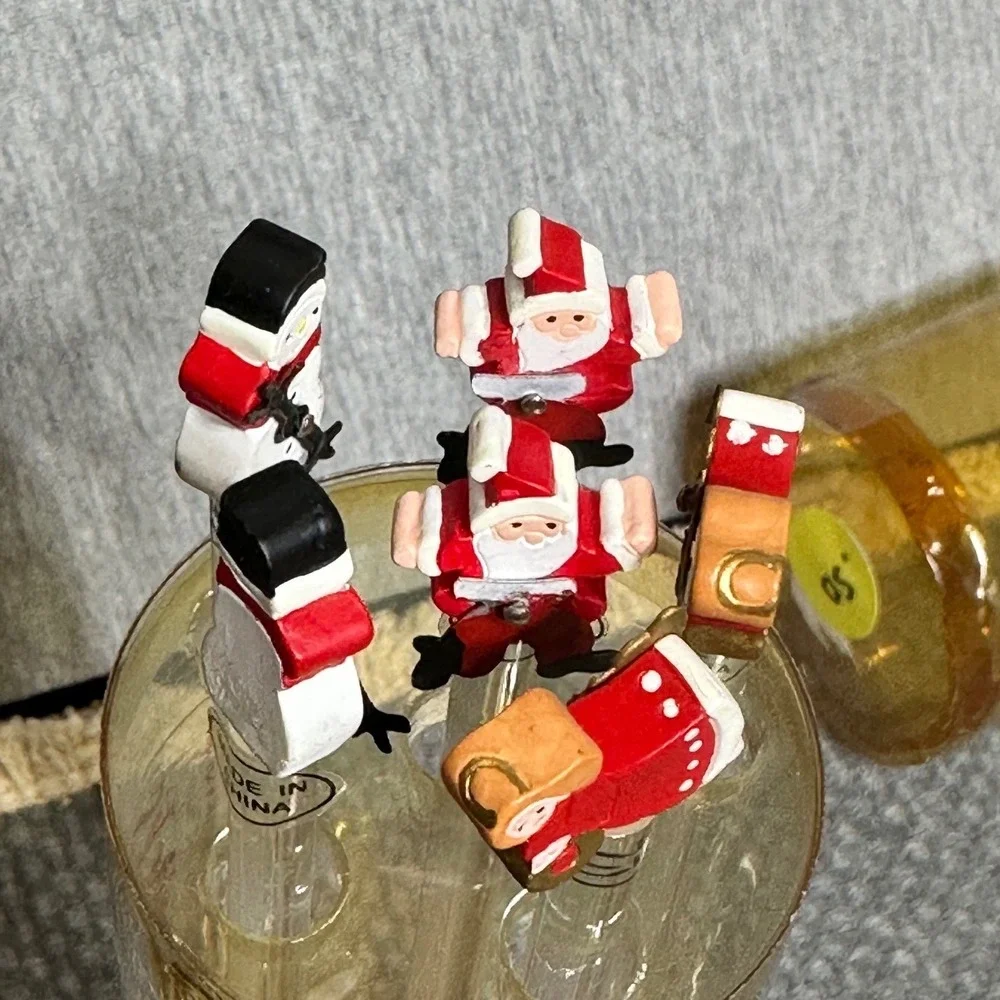 Boston Warehouse Whirligig Swizzle Sticks 12pc Holiday Santa Snowman Angel